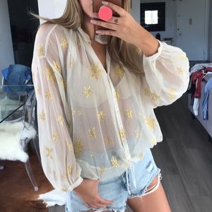 H&M studio gold star blouse